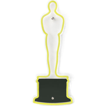 Oscar statue cutout with yellow outline on a white background Neon Oscar Statue Sign the Academy Awards Show official Oscars Logo Merchandise